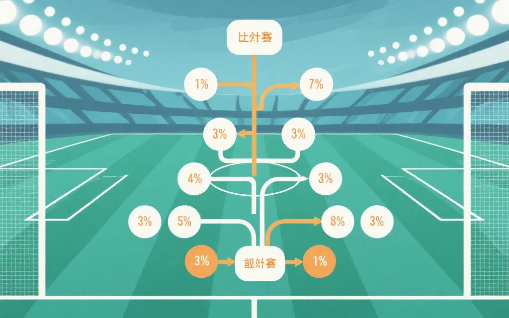 淘汰赛树状图与概率流向的视觉占位图